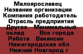 Малоярославец › Название организации ­ Компания-работодатель › Отрасль предприятия ­ Другое › Минимальный оклад ­ 1 - Все города Работа » Вакансии   . Нижегородская обл.,Нижний Новгород г.